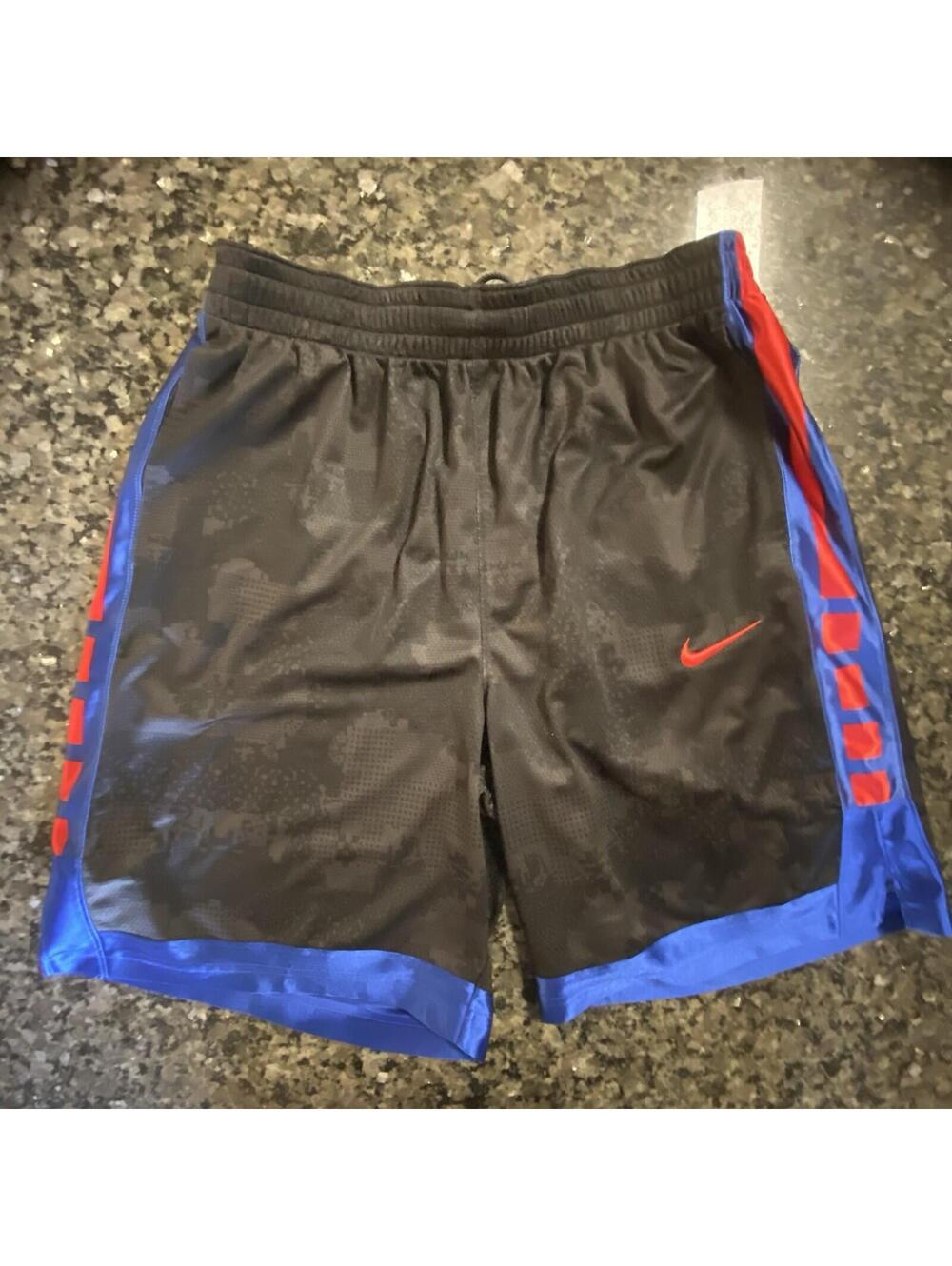 Nike Men's Athletic Mesh Shorts Black Blue Red XL Elastic Waist Drawstring